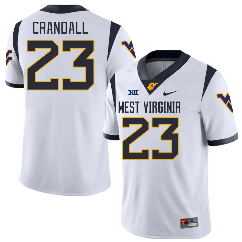 Men #23 TJ Crandall West Virginia Mountaineers College 2024 New Uniforms Football Jerseys Stitched S